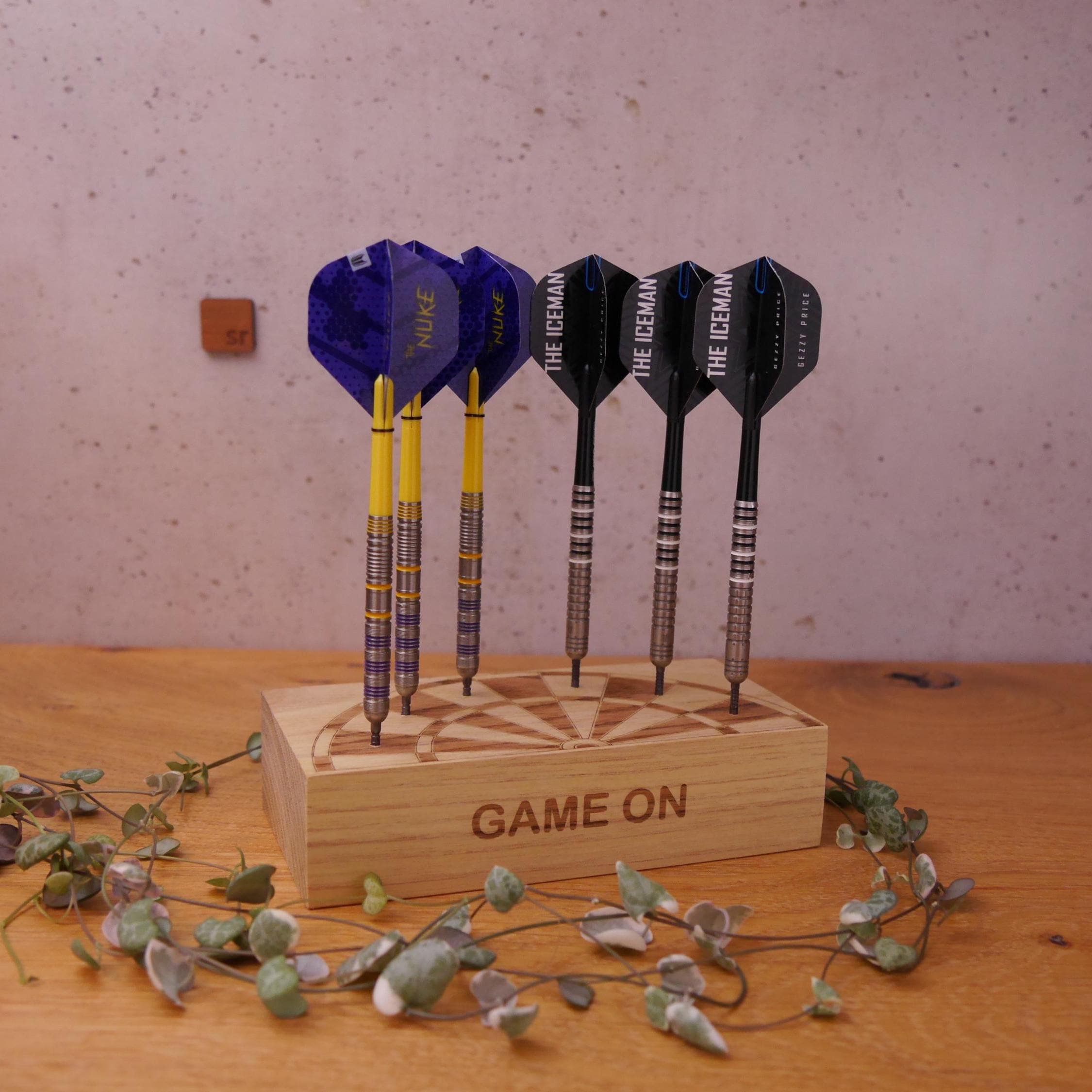 Wooden dart stand, personalized, dart holder, dart stand, robinia wood, 6 darts
