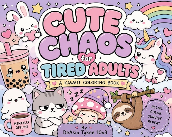 Kawaii Coloring Book for Adults | Cozy Animal Designs, Stress Relief, Self-Care
