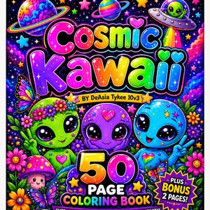 Cosmic Kawaii Coloring Book: 50 Alien Galactic Pages