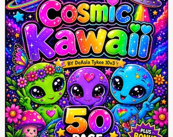 Cosmic Kawaii Coloring Book: 50 Alien Galactic Pages