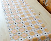 Dixon Table Runner. Pink geometric print runner.