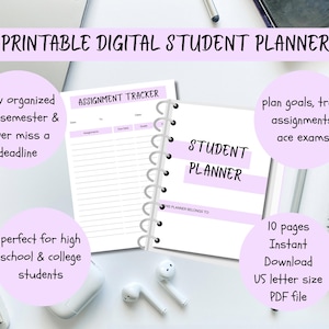 Student Planner Printable: College & High School Study Organizer (PDF Download)
