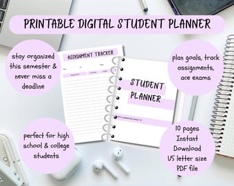 Student Planner Printable for 2026: College and High School Study Organizer (PDF Download)