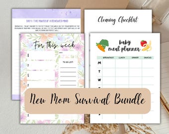 New Mom Survival Kit: Baby Meal Planner, Cleaning Checklist, Organizer, Devotional (PDF Download)