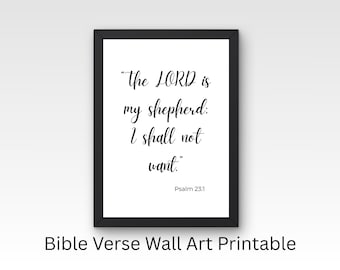 Psalm 23 1 Bible Wall Art Printable | The Lord Is My Shepherd | Christian Minimalist
