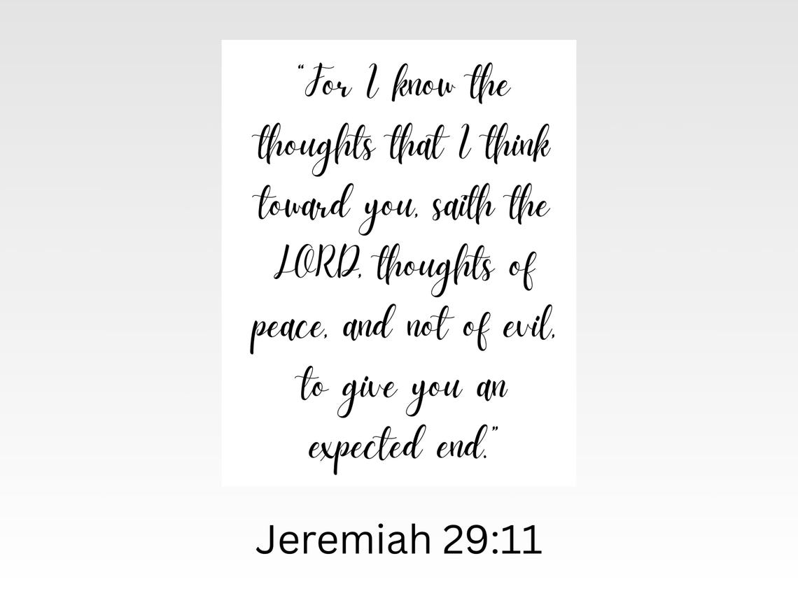 Jeremiah 29 11 Bible Wall Art Printable, for I Know the Plans ...