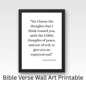 Jeremiah 29 11 Wall Art Printable, Hope and Future Scripture, Christian Encouragement Decor