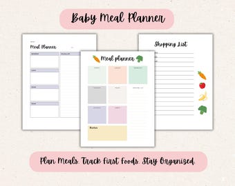 Baby Meal Planner Printable: Feeding Tracker, First Foods Guide and Tips (PDF)