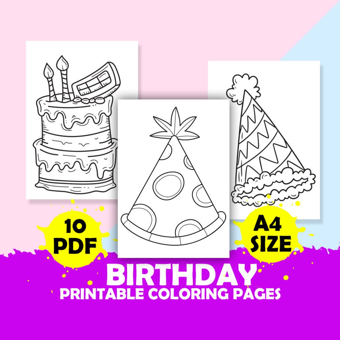 Birthday Party Coloring Sheet, Birthday Coloring Pages, Birthday