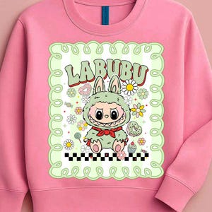 Pink Cartoon Character PNG: Easter Coquette Bow Doll Design (Digital Download)