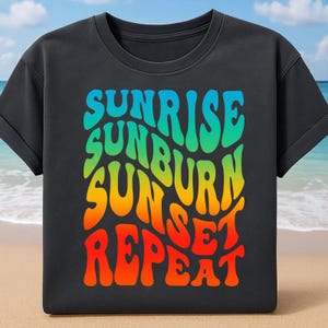 Sunrise Sunburn Sunset Repeat PNG: Summer Beach Vacation Design (Digital Download