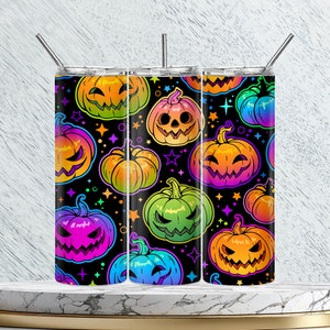 Gruselige Kürbis-Fledermäuse Becher Sublimationsdesign: Seamless Wrap (PNG)