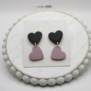 Mauve Heart Clay Earrings