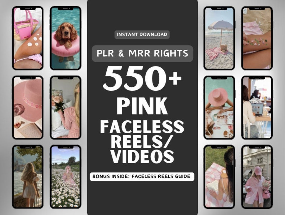 550 Pink Aesthetic Faceless Videos Photo Bundle for Instagram Reels ...