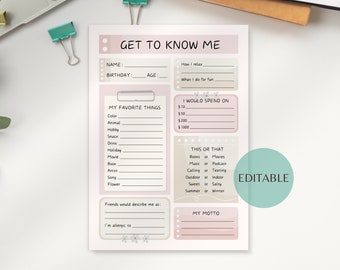 Lista de cosas favoritas, preguntas para conocernos, todo sobre mí, favoritos de los empleados, encuesta para romper el hielo en la oficina, actividad grupal para fomentar el espíritu de equipo
