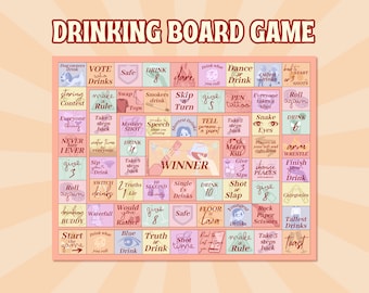 Juego de mesa para beber, juego para noche de chicas, fichas y dados para juego de despedida de soltera, juego imprimible de cumpleaños Blackout, actividad para fiesta de chicas borrachas