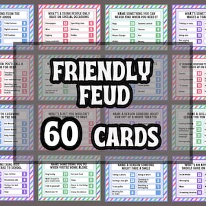 Friendly Feud for Family Game Night, Trivia Class Reunion Games, Work Office Party Printable Quiz, Fun Adult Birthday Icebreaker Group Game