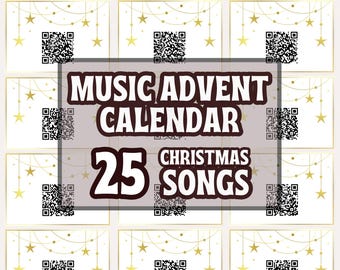 Julnedräkningsspellista med musik, julens adventskalenderlåtar, utskrivbar tonårsadventskalender, återanvändbar gör-det-själv-julnedräkningskalender