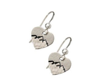 Sterling Silver Tiny Heart Mountain Earrings - Silver Mountain Earrings, Hearts