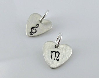 Heart Charm Add On - Sterling Silver, Heart Charm, Hand Stamped