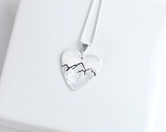 Sterling Silver Heart Mountain Necklace