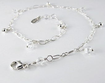 Sterling Silver, Swarovski Crystal Anklet - Tanya Ankle Bracelet