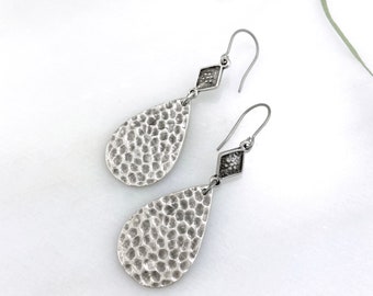 Textured Teardrop Dangle Earrings