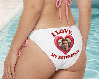 Custom Text Bikini Set, Personalized String Bikini, Custom Swimsuit for Women, Add Your Design, Bachelorette Bikini, Beach Vacation Swimwear