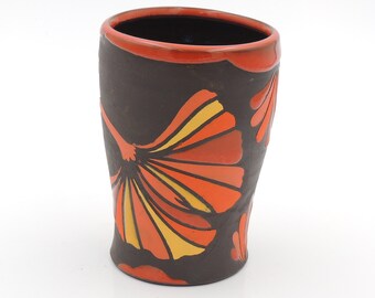 10 oz Ginkgo  Cup // ginkgo leaves, tumbler, handmade pottery, clay cup, wheel thrown pottery, ginkgo leaf