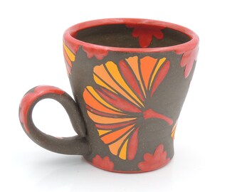 14 oz Ginkgo Mug // ginkgo leaves, coffee cup, ceramic mug, handmade pottery, clay mug, wheel thrown pottery, ginkgo leaf