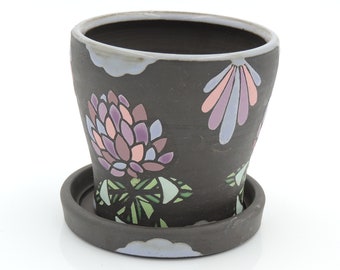 Clover Clay Planter // ceramic flower pot, handmade pottery, wheelthrown pottery, clover flower