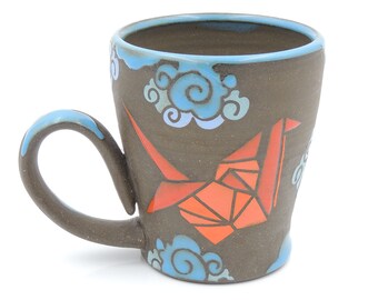 12 oz Origami Clay Coffee Mug // ceramic cup, coffee cup, handmade pottery, wheelthrown pottery