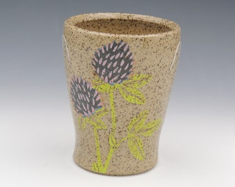 Clover Clay Cup // ceramic cup, tumbler, handmade pottery, wheelthrown pottery, cocktail cup, stoneware cup, clover flower