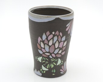 10 oz. Clover Clay Tumber // ceramic cup, cocktail cup, handmade pottery, wheelthrown pottery, purple