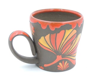 10 oz Ginkgo Mug // ginkgo leaves, coffee cup, ceramic mug, handmade pottery, clay mug, wheel thrown pottery, ginkgo leaf