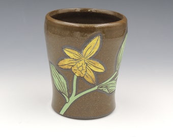 Orchid Clay Coffee Mug // ceramic cup, coffee cup, handmade pottery, wheelthrown pottery, cup, vanilla flower