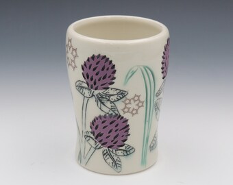 Clover Clay Cup // ceramic cup, tumbler, handmade pottery, wheelthrown pottery, cocktail cup, porcelain cup, clover flower