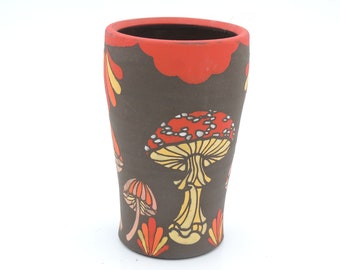 12 oz Ceramic Mushroom Tumbler  // ceramic cup, cocktail cup, handmade pottery, wheelthrown pottery
