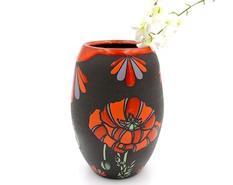 6'' Poppy Vase //  flower, handmade pottery, flowers, wheel thrown pottery, utensil holder