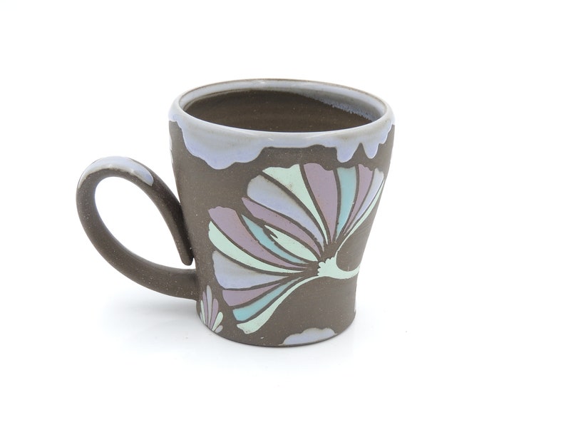 11 oz Ginkgo Mug // ginkgo leaves, coffee cup, ceramic mug, handmade pottery, clay mug, wheel thrown pottery, ginkgo leaf image 1