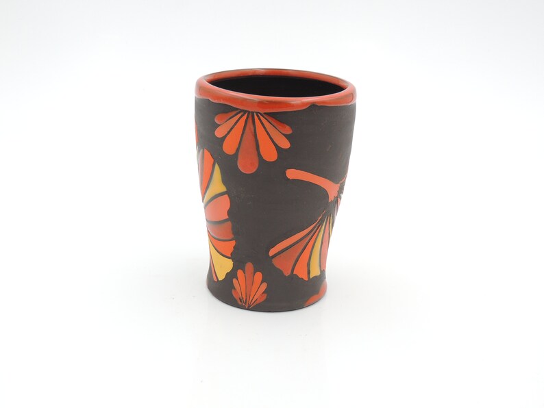 10 oz Ginkgo Cup // ginkgo leaves, tumbler, handmade pottery, clay cup, wheel thrown pottery, ginkgo leaf image 2