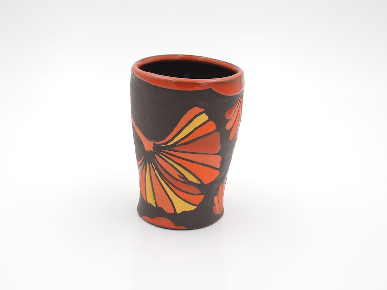 10 oz Ginkgo Cup // ginkgo leaves, tumbler, handmade pottery, clay cup, wheel thrown pottery, ginkgo leaf image 1