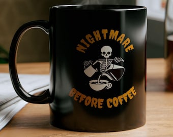Taza de café espeluznante para Halloween / Pesadilla antes del café
