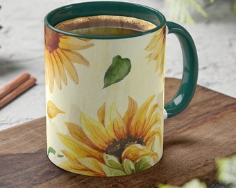 Handmade Sunflower Mug - Rustic Farmhouse Decor, floral coffee cup for garden lovers | gifts for grandma | Gifts under 10| gifts under 10