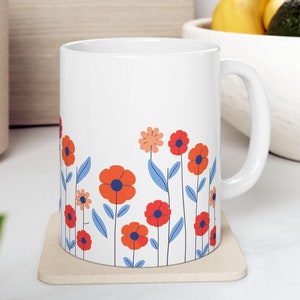 Grandma Mug Vintage Floral Coffee Cup Gift for Grandma Nana or Mimi Elegant Ceramic Mug with Flowers Mother’s Day or Birthday Gift
