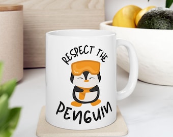 Penguin Coffee Cup | Gift for penguin lovers | Respect the Penguin: Cute and Quirky Coffee Mug for Nature Fans | gifts under 10