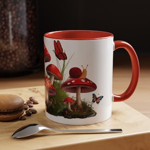 Magical Mushroom Mug Whimsical Forest Inspired Coffee Cup Cottagecore Aesthetic Mug Fungi Lover Gift Cute Toadstool Mug Nature Vibes