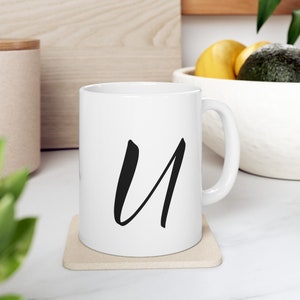 Taza inicial personalizada con letra U - Taza de café inicial personalizada / regalo para maestros / regalo para novia / regalo para esposo / regalo menor de 20 años