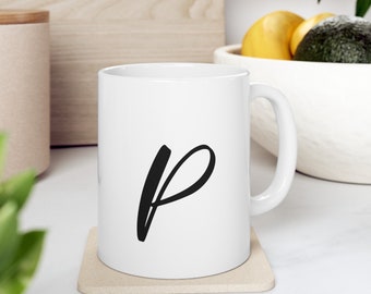 Initial Coffee Mug | Initial P Mug| gifts under 10| gifts under 10