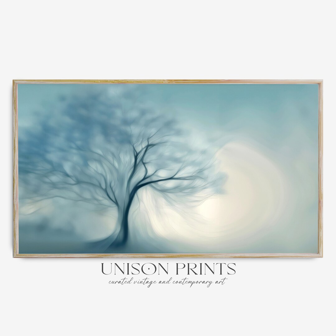 Blue Tree Abstract Frame TV Art, Ethereal Blue Tree, Abstract Painting (digital Download ...